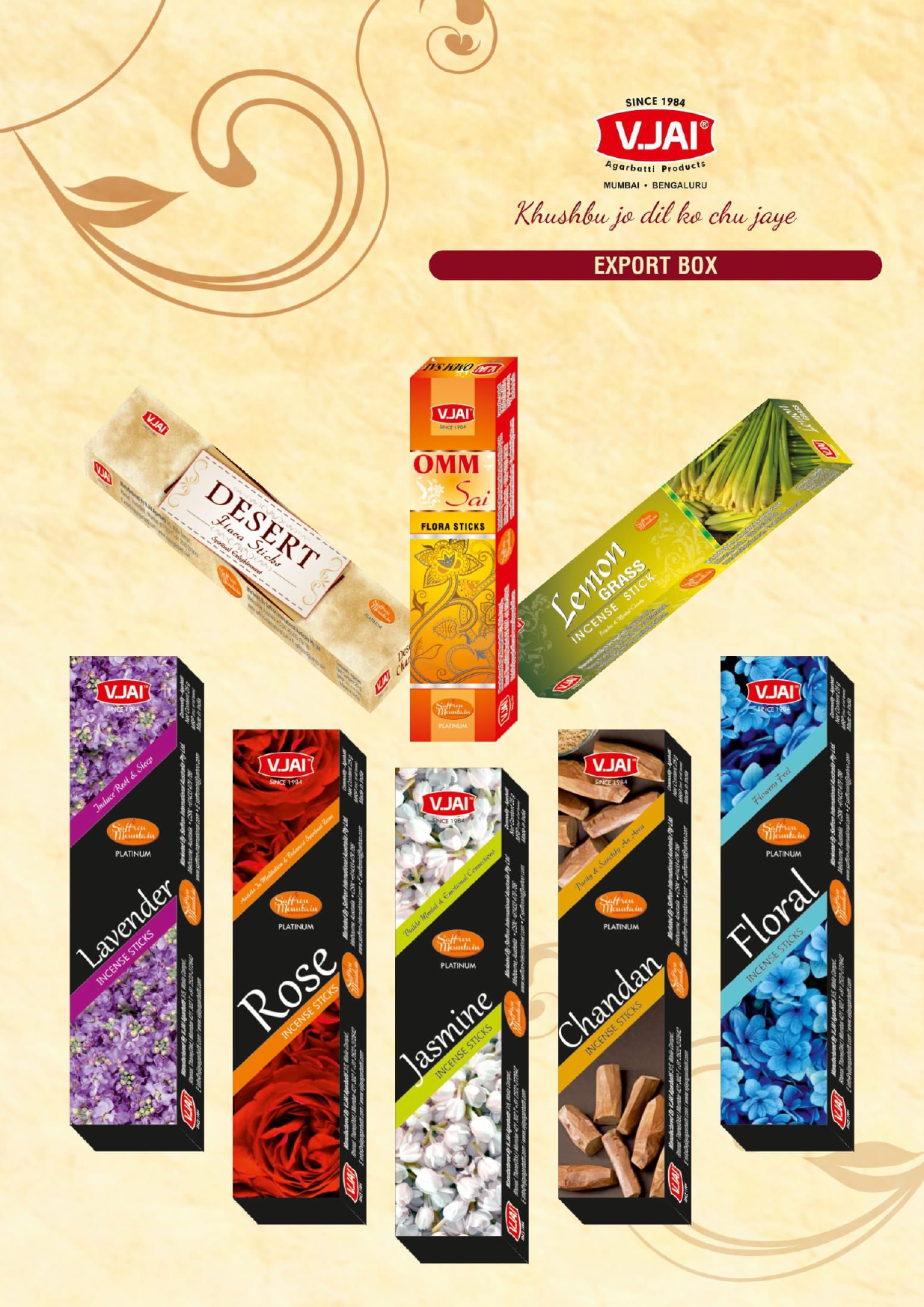 Desert, Omm, Lemon, Lavender, Rose, Jasmin, Chandan, Floral, Export Boxes