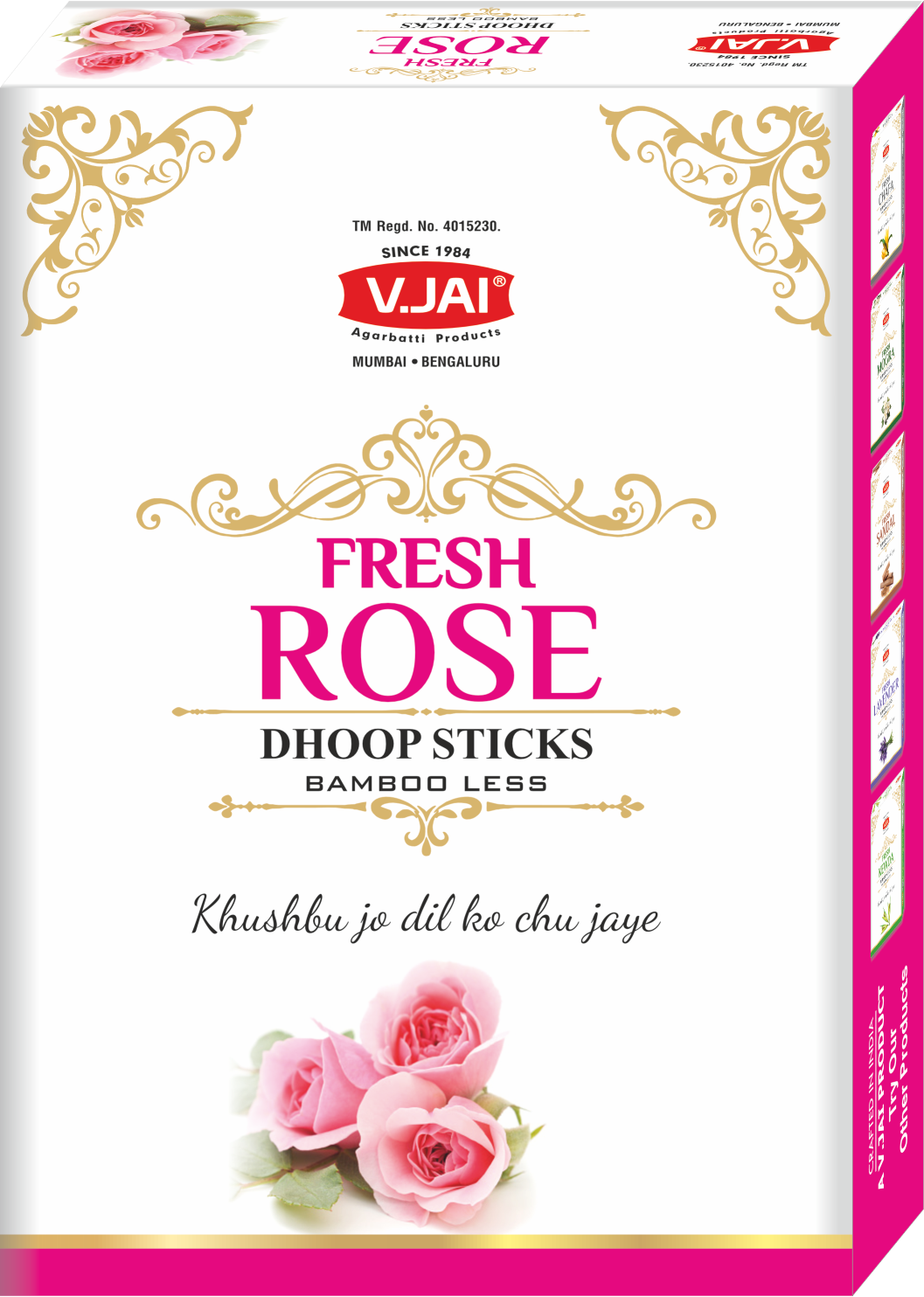 Fresh Rose Dhoop Stick Boxes 55Gm, 4"